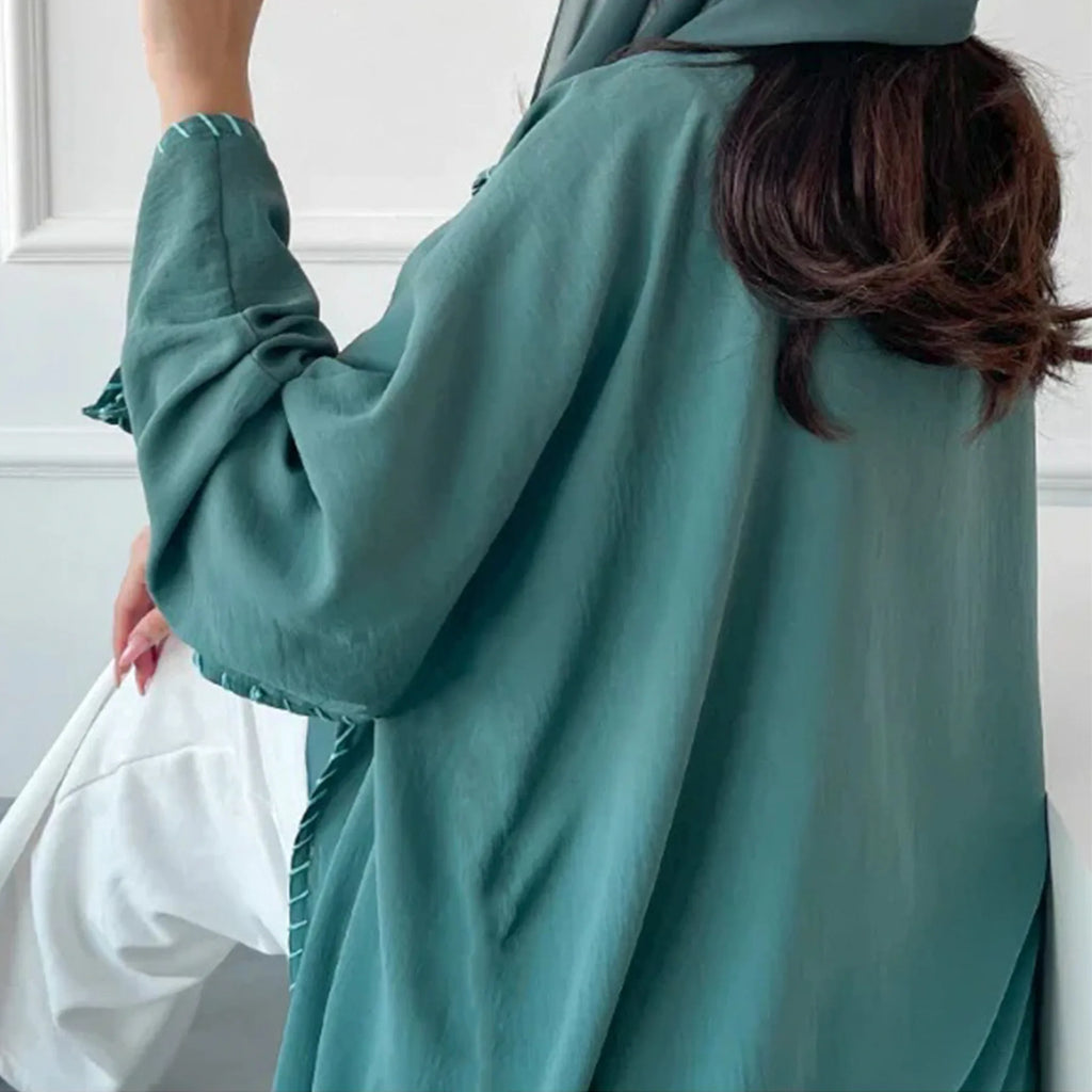 Abaya Femme Musulmane 2 Pièces avec Hijab - Robe Longue Élégante + Cardigan pour Ramadan, Eid et Occasions Spéciales