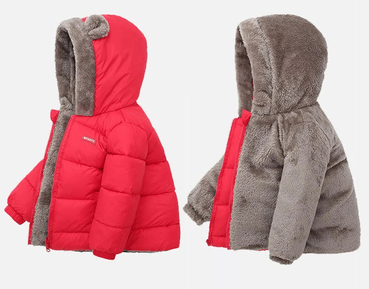 Veste Enfant Épaisse à Capuche - Manteau Chaud Garçon Fille 2-6 Ans