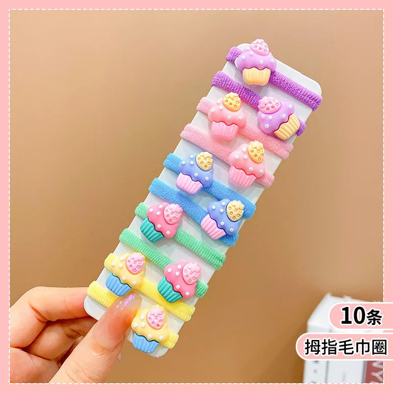 Lot de 10 Élastiques Cheveux Enfant – Colorés, Élastiques et Accessoires Mignons pour Filles