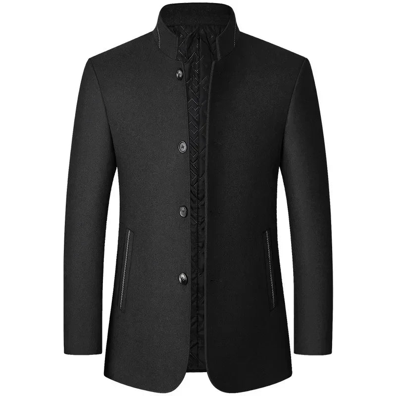 Manteau Homme Hiver BROWON - Style Chinois Col Montant Laine 2025