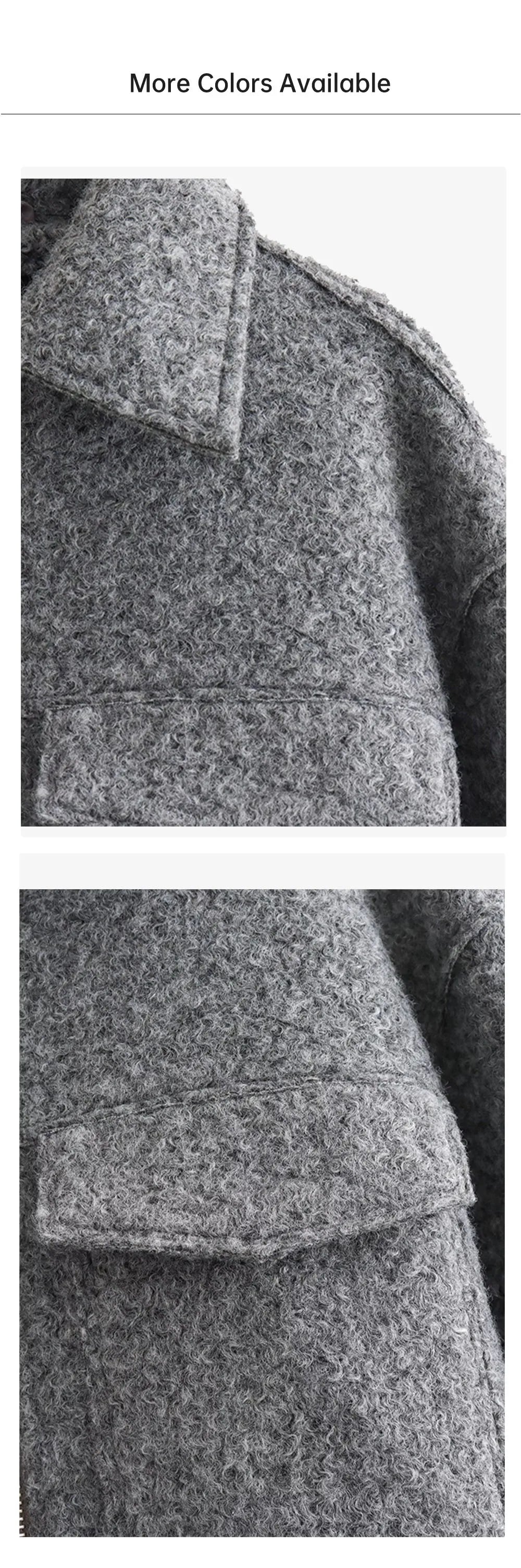 Veste Femme Laine Col Polo - Manteau Court Zippé Automne Hiver