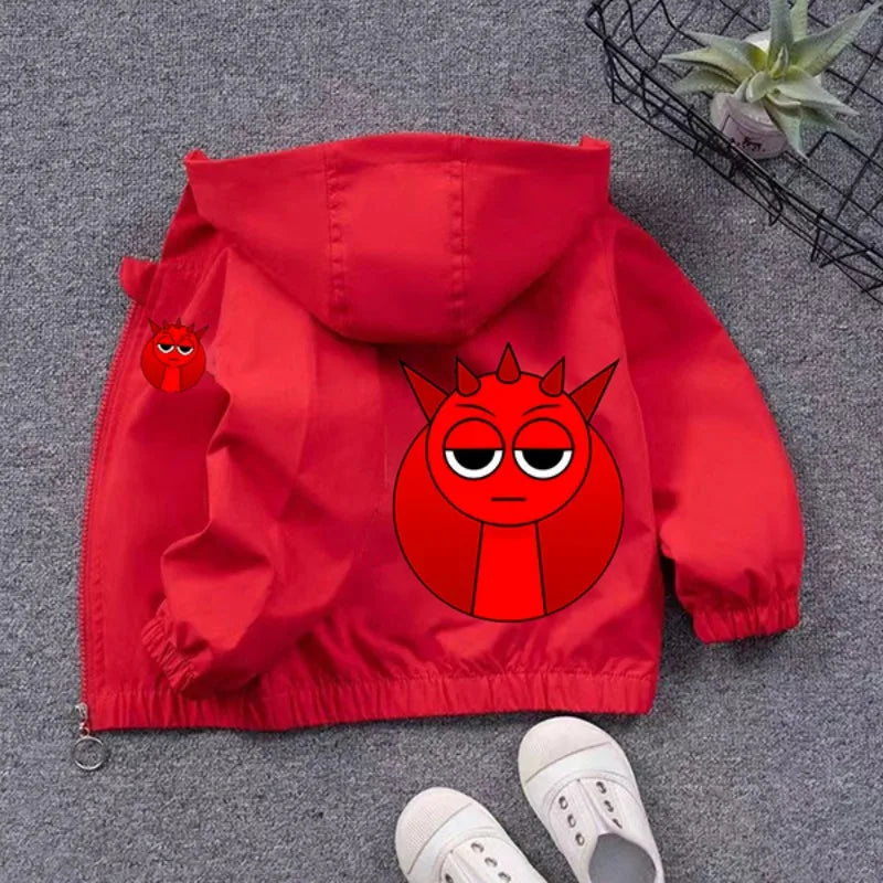 Veste Imperméable Sprunki Enfant - Coupe-Vent Cartoon Automne Hiver