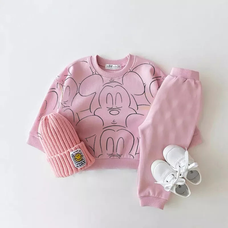Ensemble Bébé 2 Pièces – Sweat + Pantalon Motif Cartoon (1-3 ans)