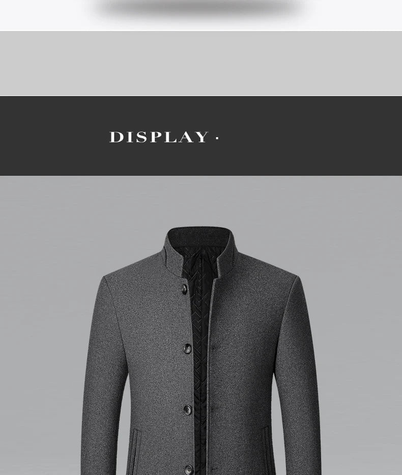 Manteau Homme Hiver BROWON - Style Chinois Col Montant Laine 2025