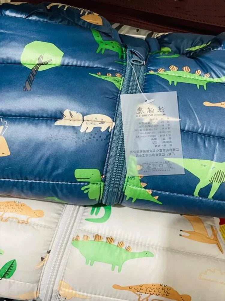 Doudoune Enfant à Capuche Dinosaure - Manteau Léger Automne Hiver 0-5 Ans