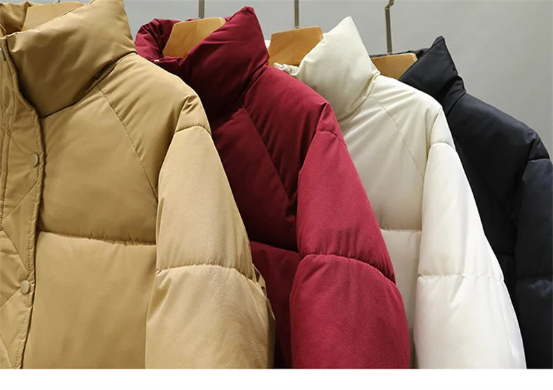 Manteau d'Hiver Femme Matelassé 2025 - Parka Courte Col Montant Chaud