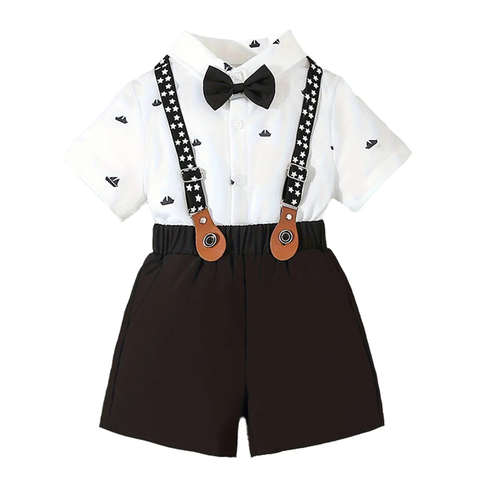 Costume Garçon Élégant – Ensemble 4 pièces (Chemise, Gilet, Short & Noeud Papillon) | Tenue Mariage, Anniversaire & Cérémonie (7-13 ans)