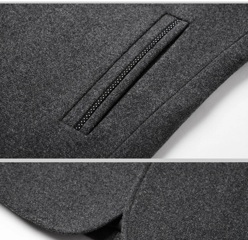 Manteau Homme Hiver BROWON - Style Chinois Col Montant Laine 2025