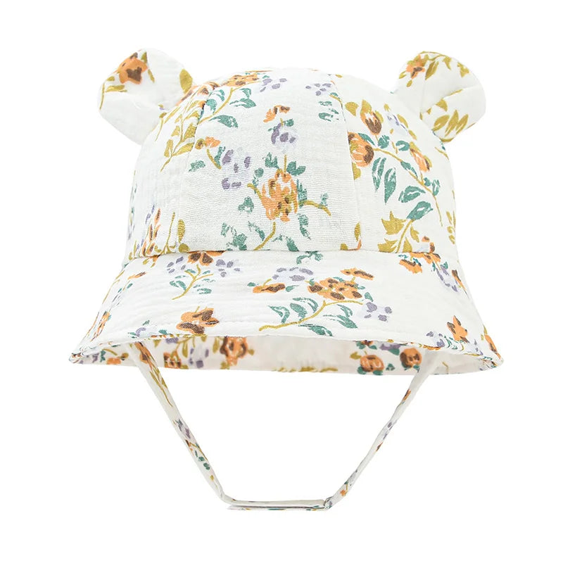 Chapeau Bébé en Coton – Casquette Bob avec Oreilles 🐻 | Protection Soleil – 3 à 12 mois