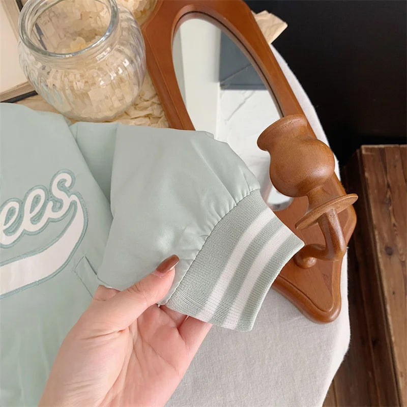 Veste Baseball Enfant 2025 - Manteau Brodé Lettres Printemps Automne