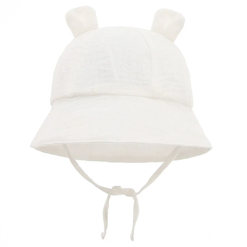 Chapeau Bébé en Coton – Casquette Bob avec Oreilles 🐻 | Protection Soleil – 3 à 12 mois