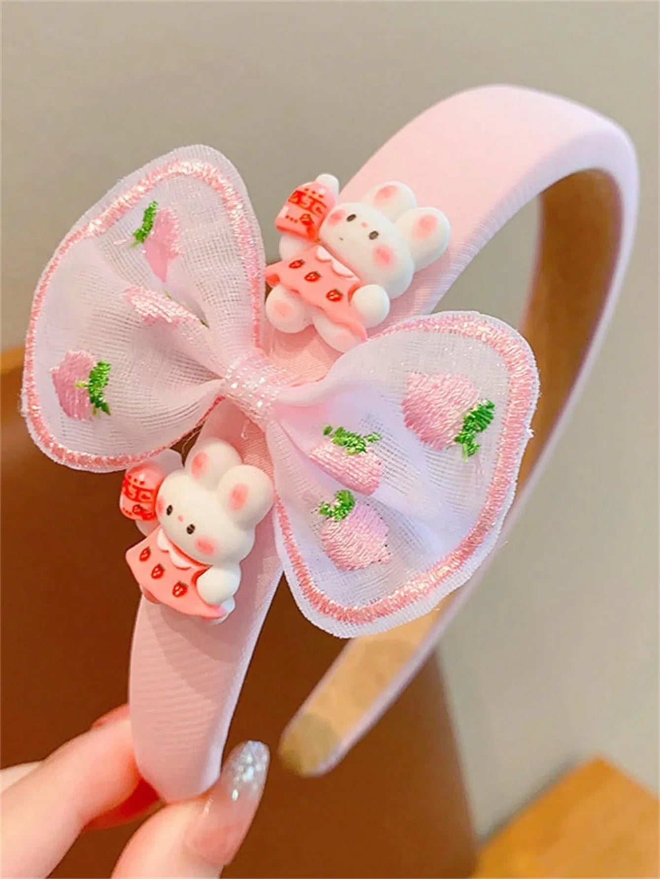 Serre-tête Bébé Fille – Motif Lapin & Fleur, Mignon et Confortable