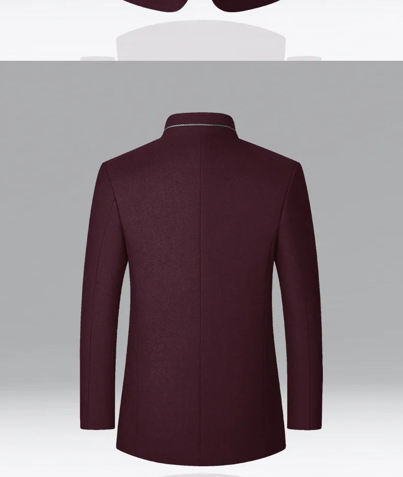 Manteau Homme Hiver BROWON - Style Chinois Col Montant Laine 2025