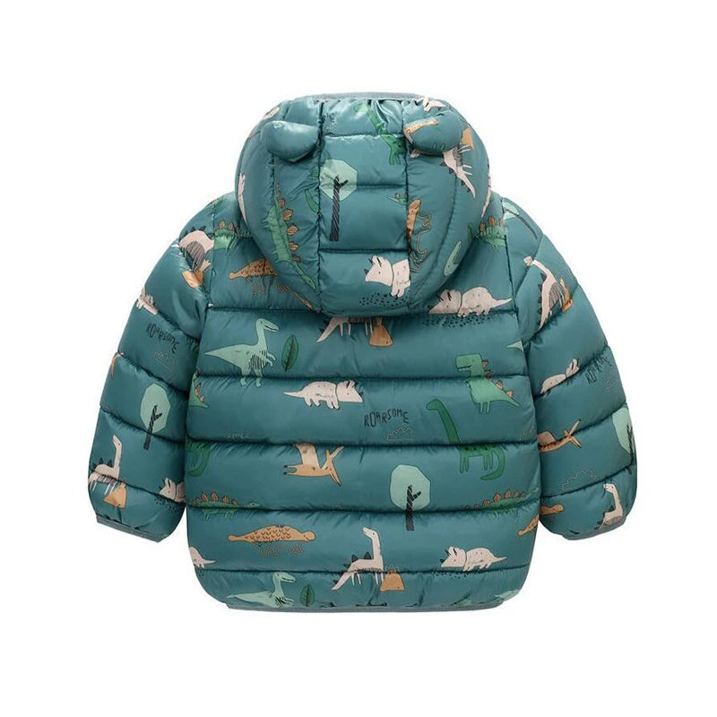Doudoune Enfant à Capuche Dinosaure - Manteau Léger Automne Hiver 0-5 Ans