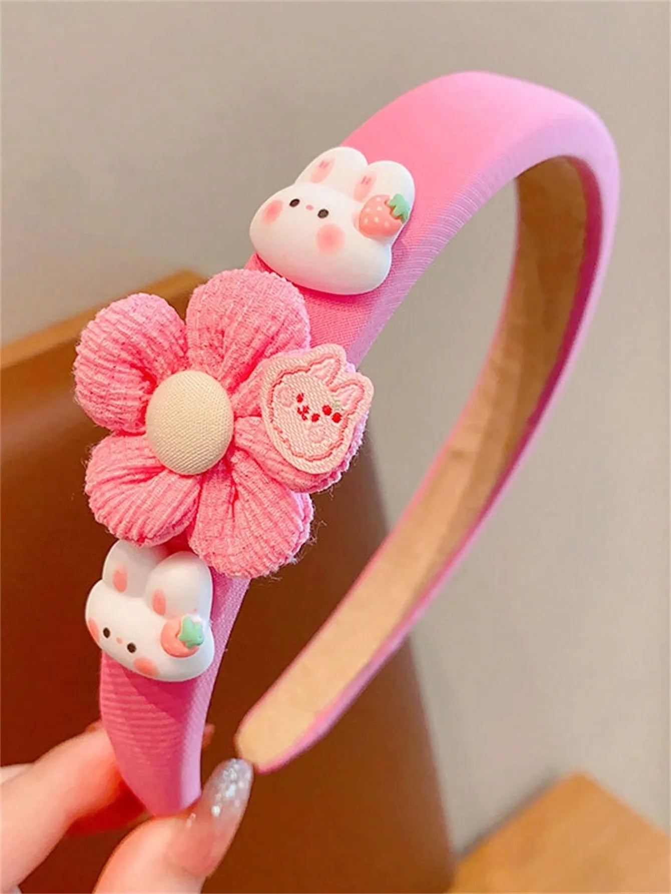 Serre-tête Bébé Fille – Motif Lapin & Fleur, Mignon et Confortable