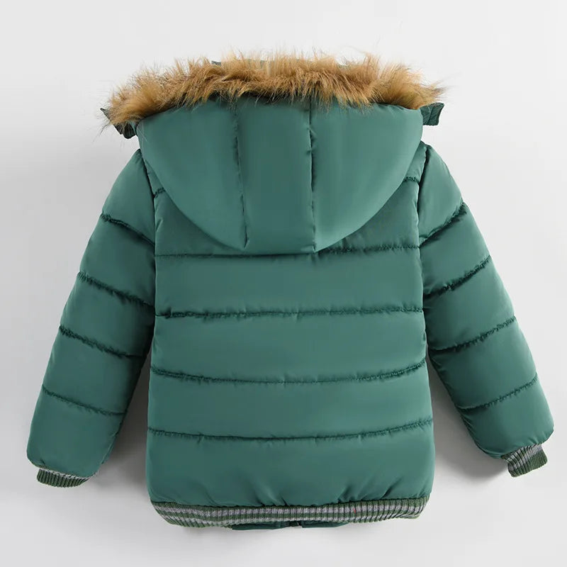 Veste Enfant Col Fourrure - Manteau Hiver Chaud à Capuche 2-6 Ans