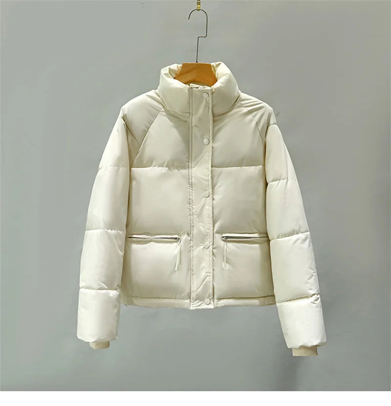 Manteau d'Hiver Femme Matelassé 2025 - Parka Courte Col Montant Chaud