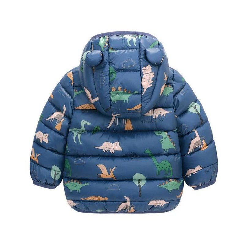 Doudoune Enfant à Capuche Dinosaure - Manteau Léger Automne Hiver 0-5 Ans