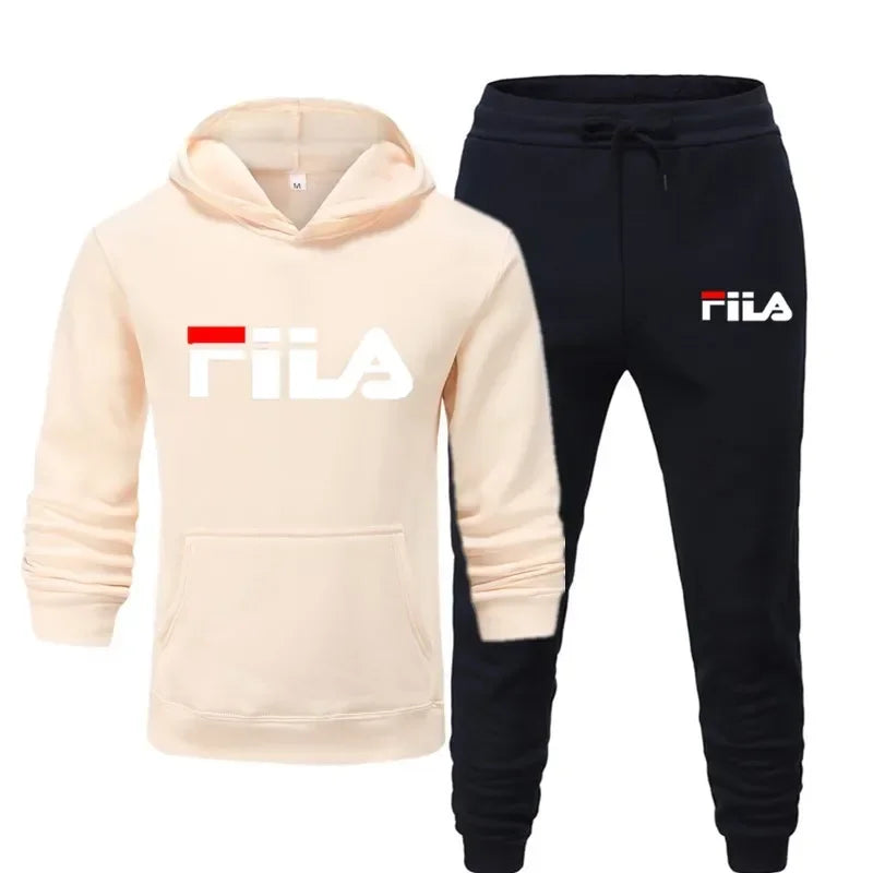 A new men's Spring and Autumn 2025 pullover hoodie + sweatpants two-piece fitness, fashion and casual jogging set