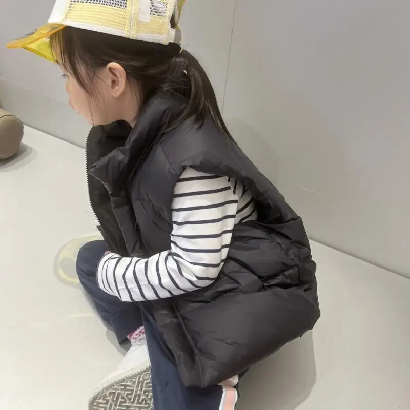 Gilet Sans Manches Enfant - Veste Chaude Automne Hiver 4-12 Ans