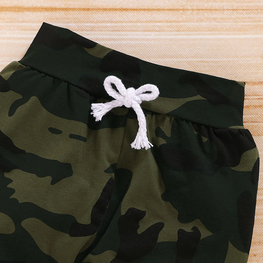 Ensemble Bébé Garçon Été 3 Pièces - Body + Pantalon Camouflage + Chapeau 0-18 Mois