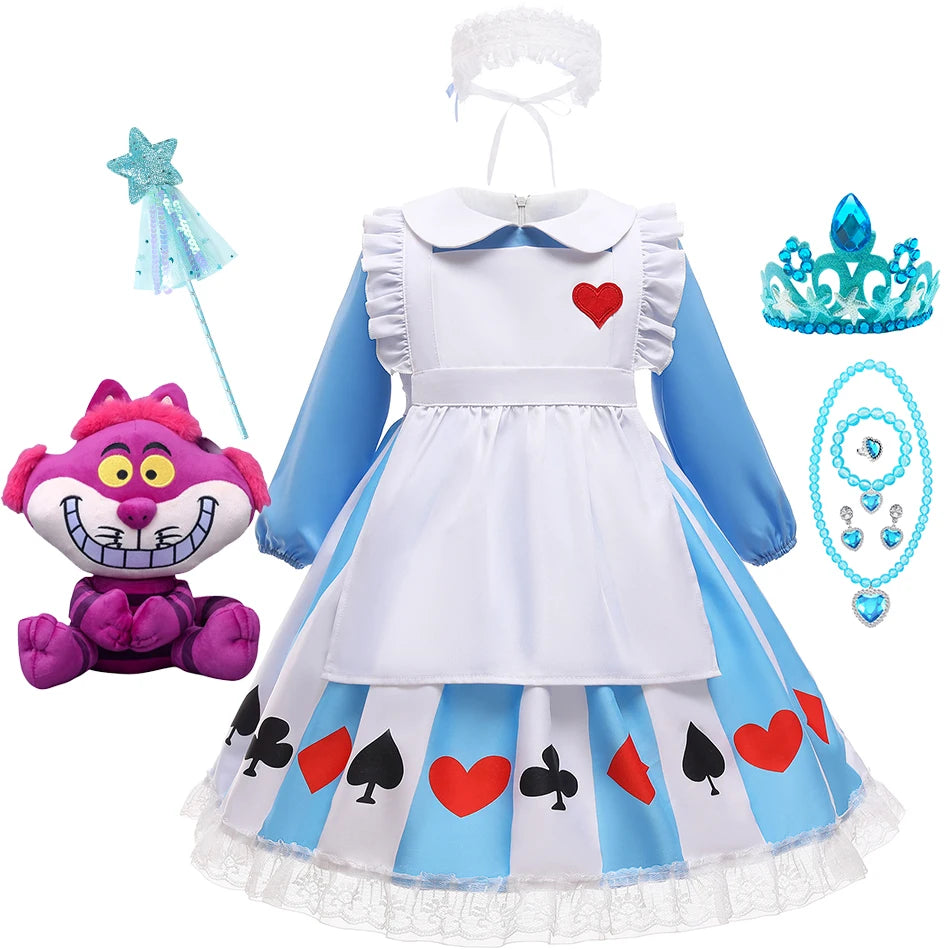 Robe Fille Pamabibi à Col Claudine – Manches Longues, Motif Imprimé, Style Original