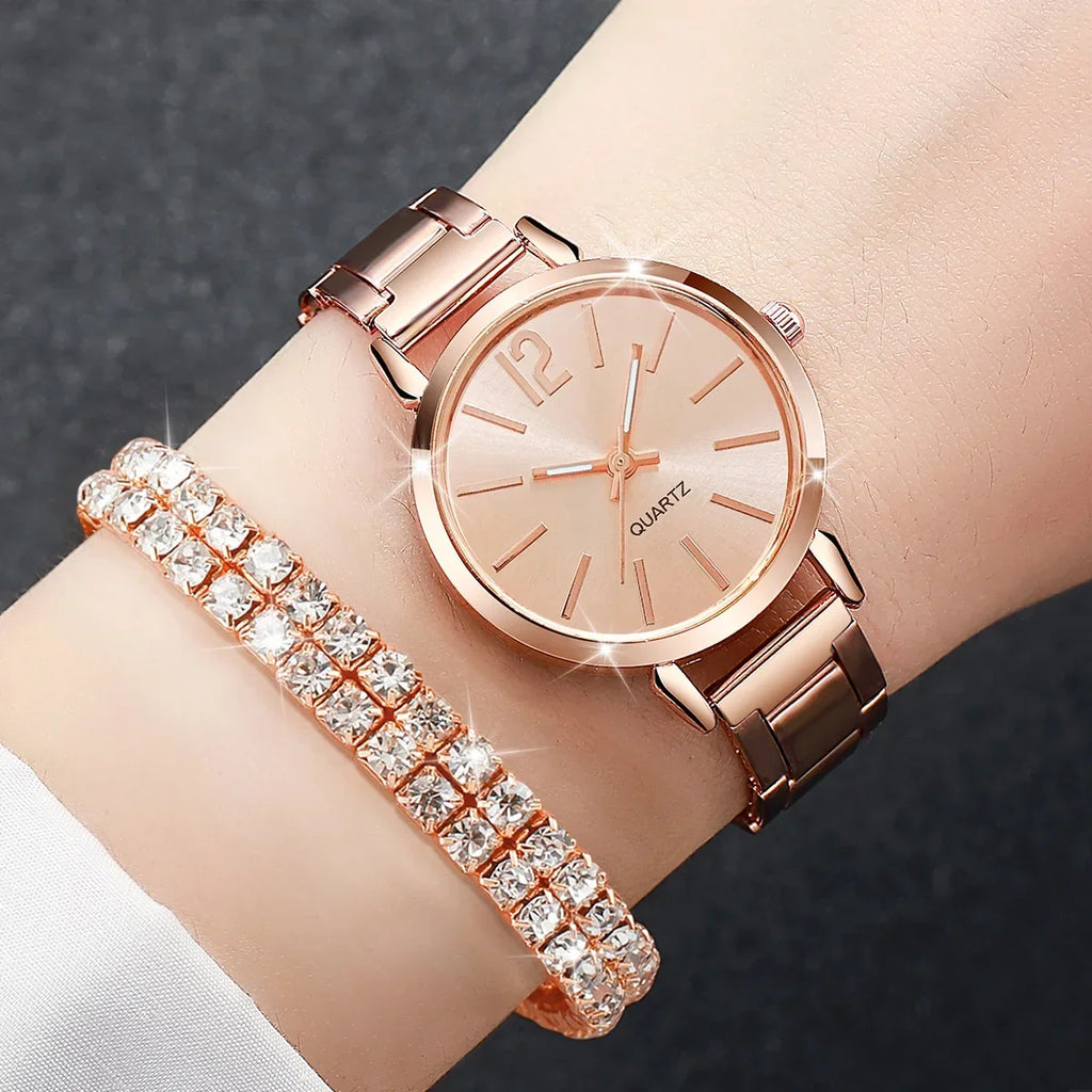 Lot de 6 Montres Femme Élégantes avec Bracelets Strass - Acier Inoxydable