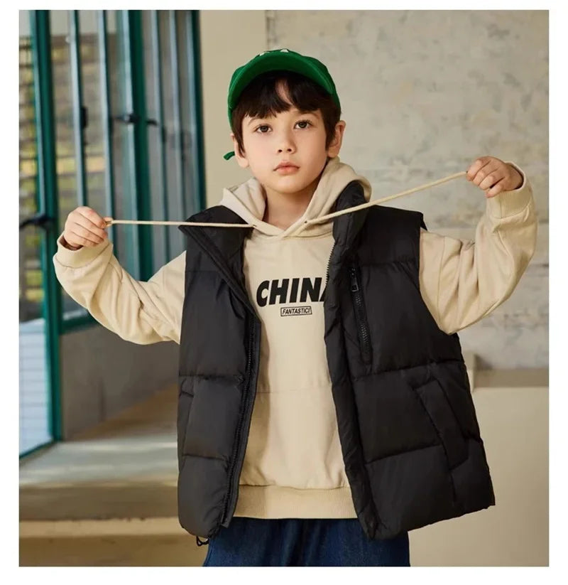 Gilet Sans Manches Enfant - Veste Chaude Automne Hiver 4-12 Ans