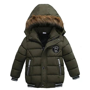Veste Enfant Col Fourrure - Manteau Hiver Chaud à Capuche 2-6 Ans