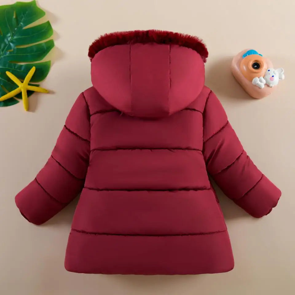 Veste Hiver Bébé Fille 1-4 Ans - Manteau Chaud à Capuche Papillon