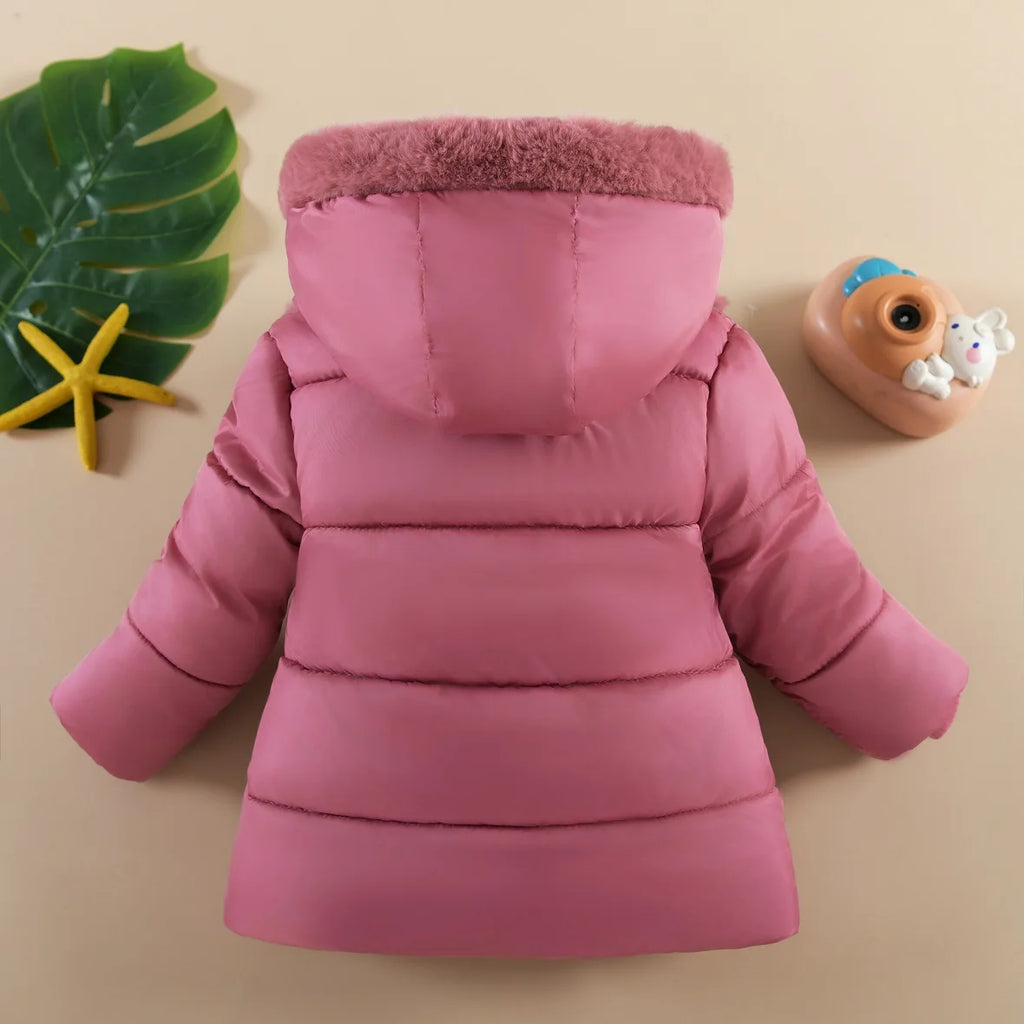 Veste Hiver Bébé Fille 1-4 Ans - Manteau Chaud à Capuche Papillon