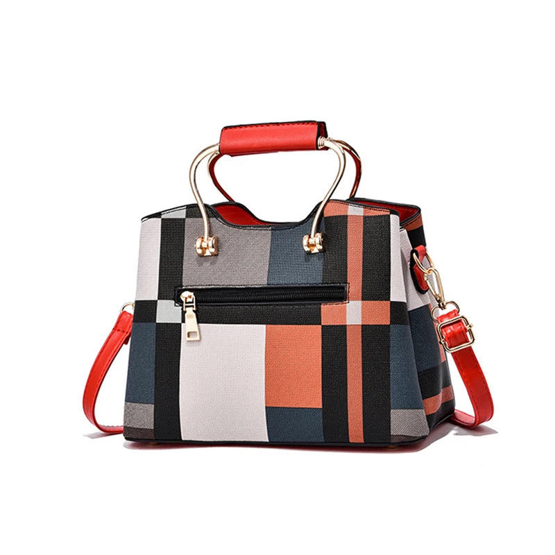 Sac Messenger Femme Cuir PU Vintage - Bandoulière Crossbody à Carreaux