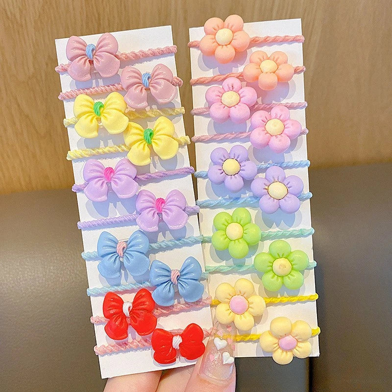 Lot de 10 Élastiques Cheveux Enfant – Colorés, Élastiques et Accessoires Mignons pour Filles