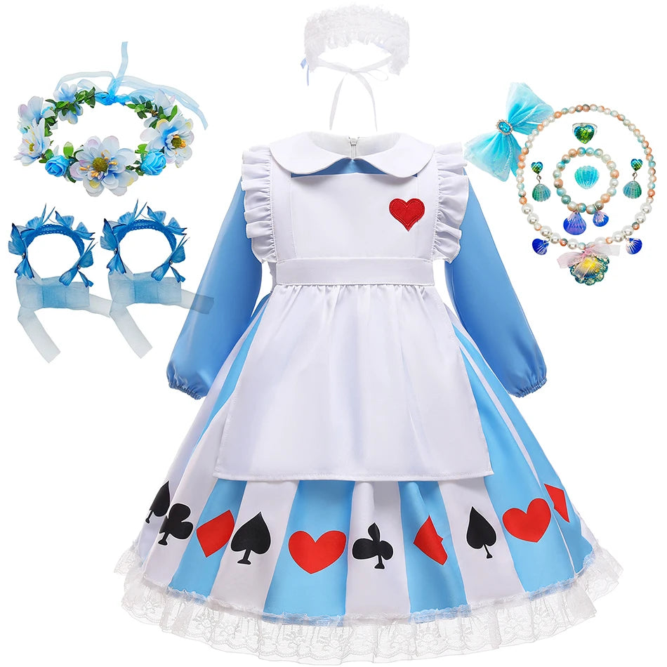 Robe Fille Pamabibi à Col Claudine – Manches Longues, Motif Imprimé, Style Original