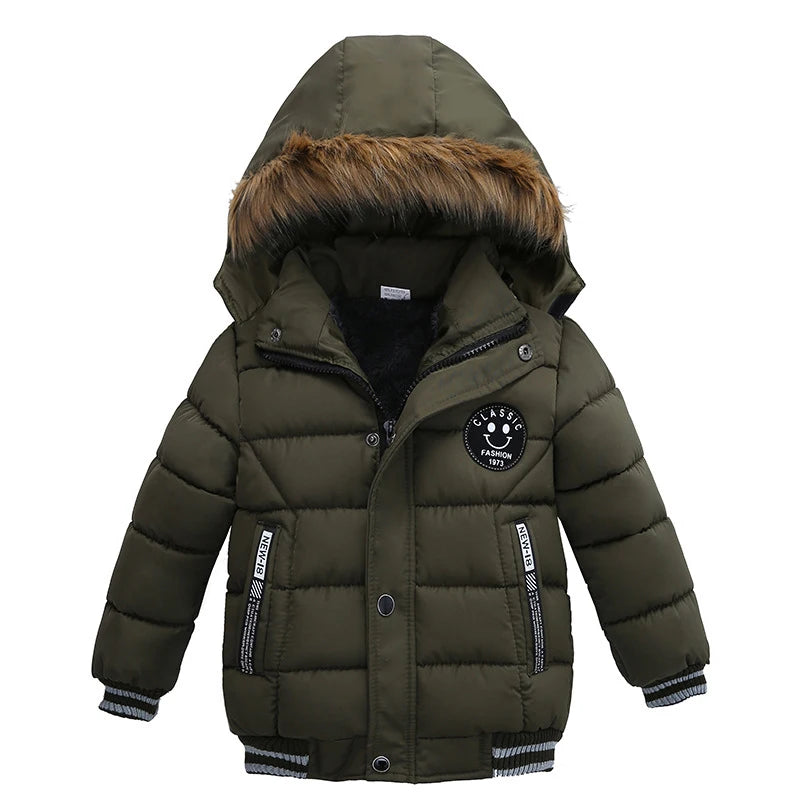 Veste Enfant Col Fourrure - Manteau Hiver Chaud à Capuche 2-6 Ans
