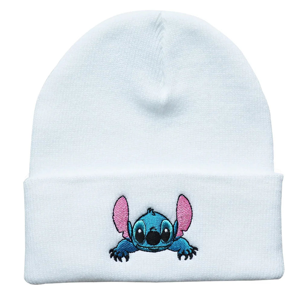 New Stitch Men Women Hat Fall Winter Trend Cartoon Woolen Hat Embroidery Student Knitted Hat Thermal Pullover Hat Children Gift