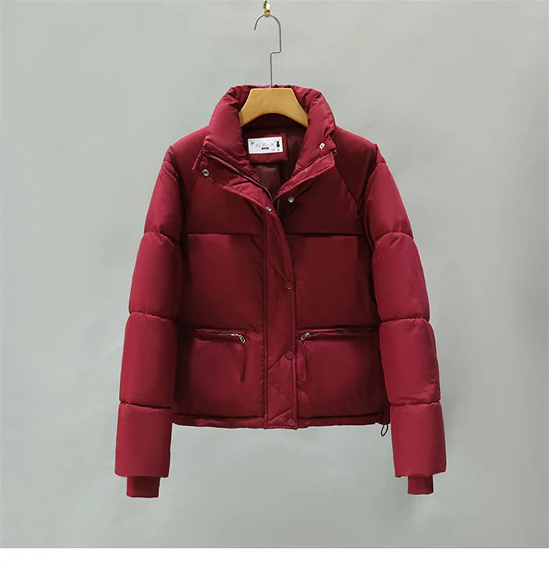 Manteau d'Hiver Femme Matelassé 2025 - Parka Courte Col Montant Chaud