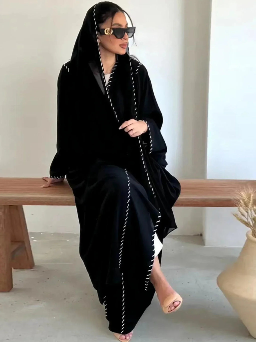Abaya Femme Musulmane 2 Pièces avec Hijab - Robe Longue Élégante + Cardigan pour Ramadan, Eid et Occasions Spéciales