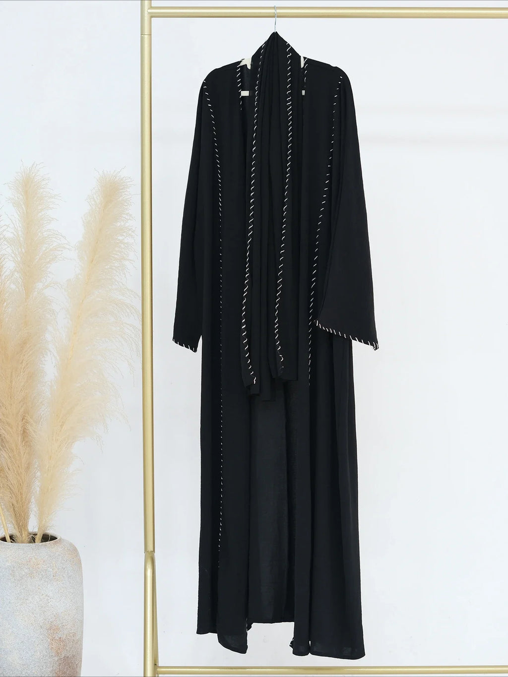 Abaya Femme Musulmane 2 Pièces avec Hijab - Robe Longue Élégante + Cardigan pour Ramadan, Eid et Occasions Spéciales