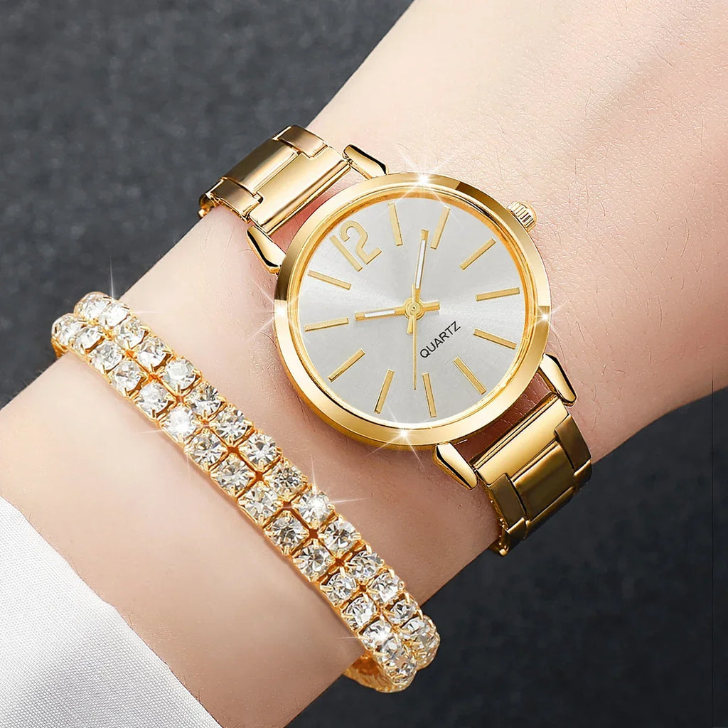 Lot de 6 Montres Femme Élégantes avec Bracelets Strass - Acier Inoxydable