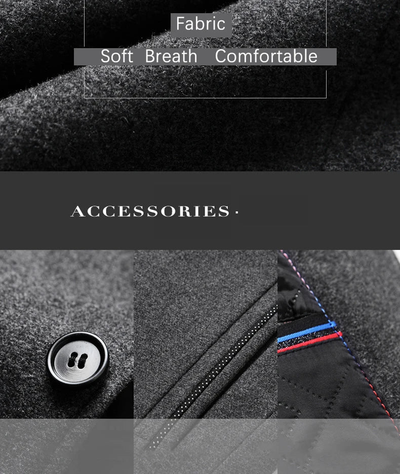 Manteau Homme Hiver BROWON - Style Chinois Col Montant Laine 2025