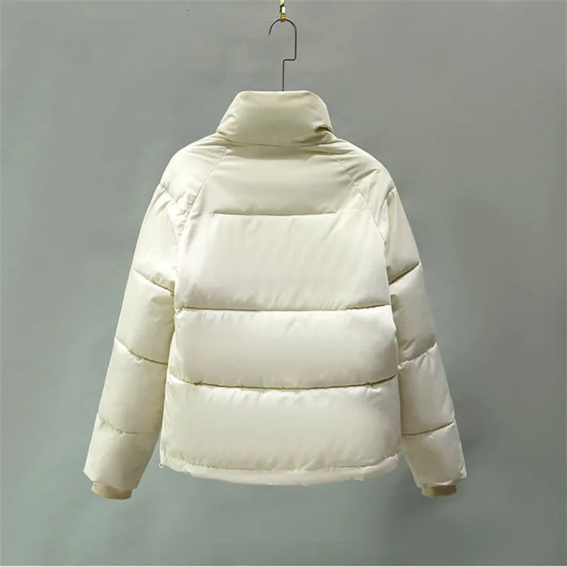 Manteau d'Hiver Femme Matelassé 2025 - Parka Courte Col Montant Chaud