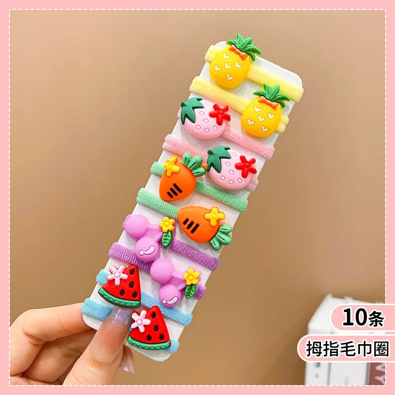 Lot de 10 Élastiques Cheveux Enfant – Colorés, Élastiques et Accessoires Mignons pour Filles