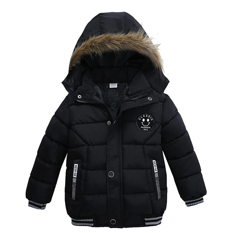 Veste Enfant Col Fourrure - Manteau Hiver Chaud à Capuche 2-6 Ans