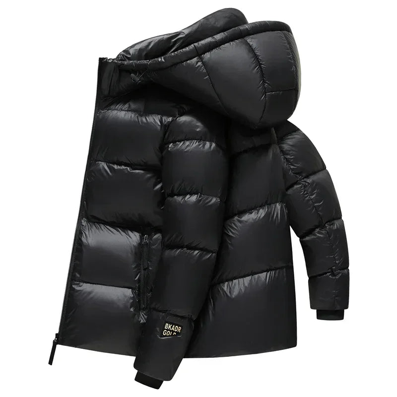 Doudoune Homme Luxe Noire & Dorée – Hiver 2024, Capuche, Style Haute Gamme