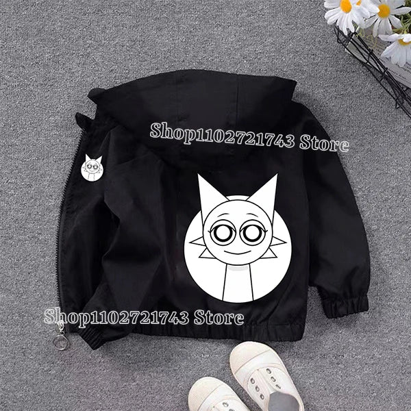 Veste Imperméable Sprunki Enfant - Coupe-Vent Cartoon Automne Hiver