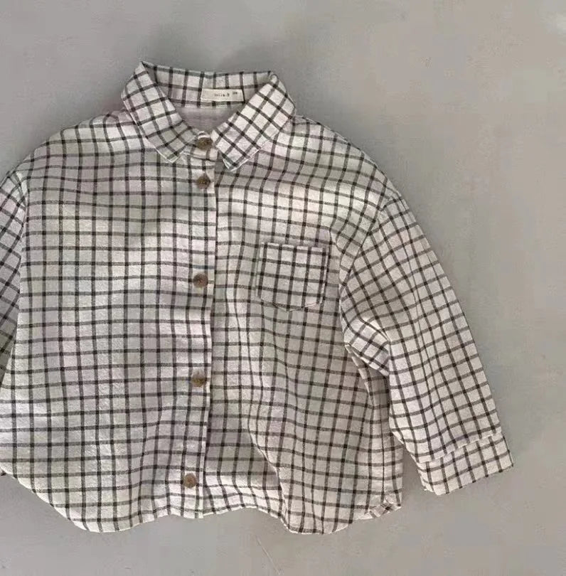 2025 Chemise Bébé Unisexe à Manches Longues – Style Classique & Confort (6 mois à 3 ans