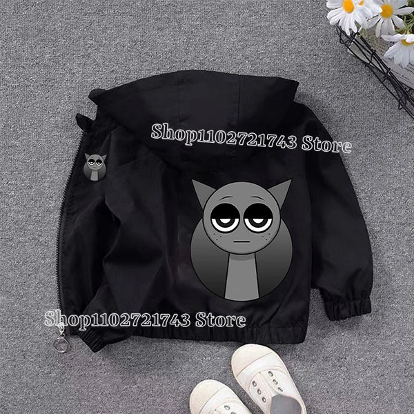 Veste Imperméable Sprunki Enfant - Coupe-Vent Cartoon Automne Hiver