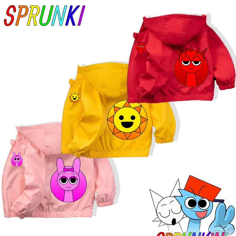 Veste Imperméable Sprunki Enfant - Coupe-Vent Cartoon Automne Hiver