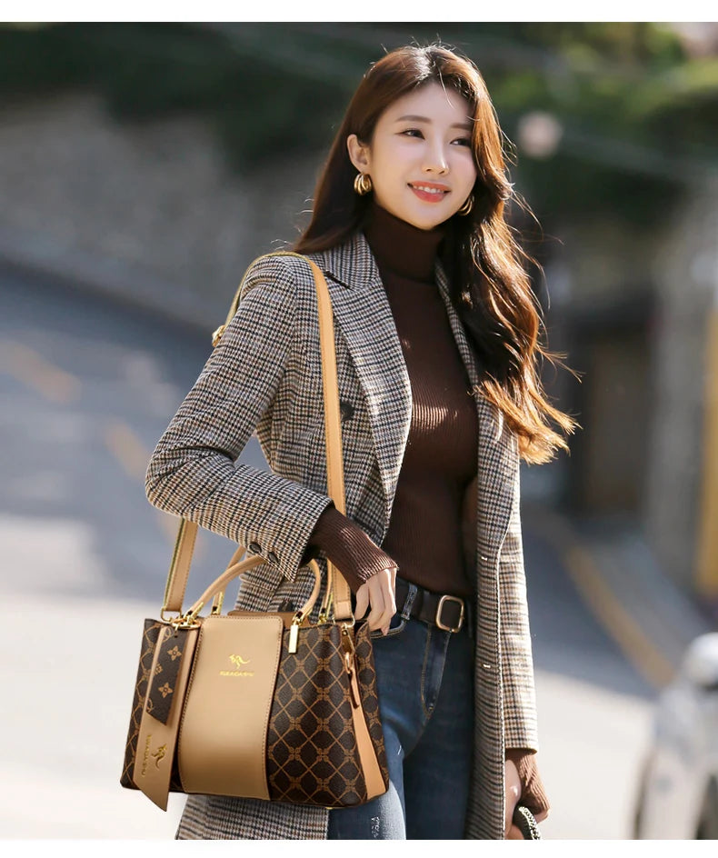 Sac à Main Femme Grande Capacité - Cuir Souple Imprimé Bandoulière Crossbody